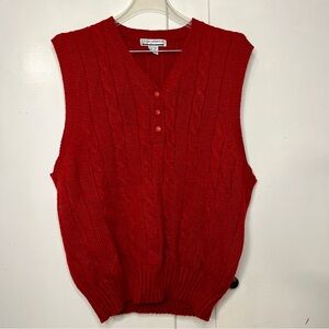 Vintage 80s/90s Red Cable Knit Pullover Sweater Vest